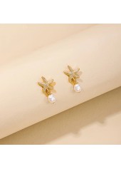 Golden Starfish Alloy Pearl Design Earrings | thumb picture 