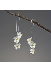Silver Flower Design Plants Alloy Earrings