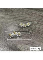 Silver Flower Design Plants Alloy Earrings | thumb picture 