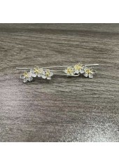 Silver Flower Design Plants Alloy Earrings | thumb picture 