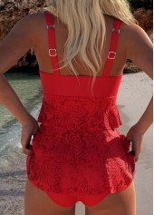 Lace Mid Waisted Red Tankini Set | thumb picture 