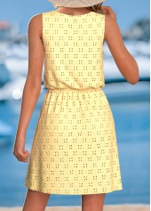 Yellow Jacquard Short Strappy V Neck Dress | thumb picture 