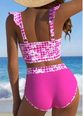 Circular Ring High Waisted Gingham Print Bikini Set | thumb picture 