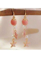 Dusty Pink Color Shell Pearl Earrings