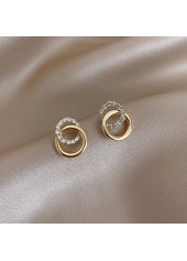 Golden Round Alloy Rhinestone Double Hoop Earrings