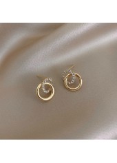 Golden Round Alloy Rhinestone Double Hoop Earrings