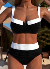 High Waisted Black Tie Bikini Set