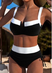 High Waisted Black Tie Bikini Set | thumb picture 