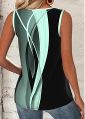 Multi Color Circular Ring Geometric Print Sleeveless Tank Top | thumb picture 