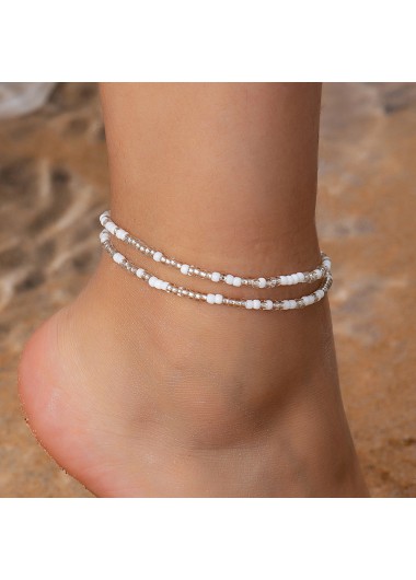 women clothes image of White Pearl Bohemian Beaded Anklet Set