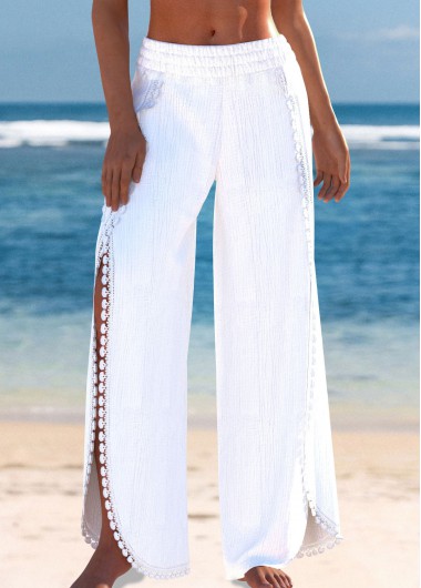 women clothes image of High Waisted White Split Beach Pants