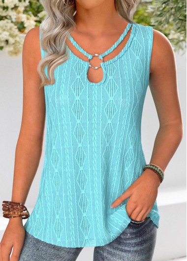 women clothes image of Mint Green Tummy Coverage Sleeveless Round Neck Tank Top