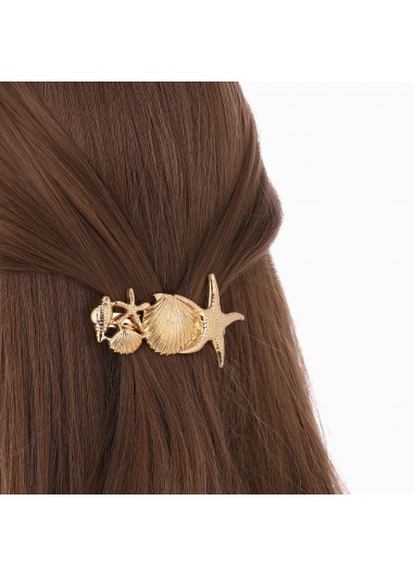 women clothes image of Golden Color Shell Alloy Detail Barrette
