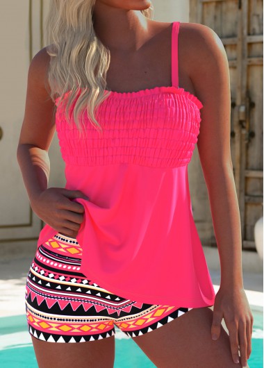 women clothes image of Two Piece High Waisted Geometric Print Tankini Set