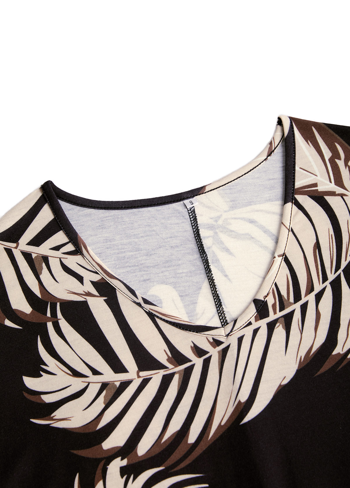 Black Tummy Coverage Tropical Plants Print Short Dress | picture 