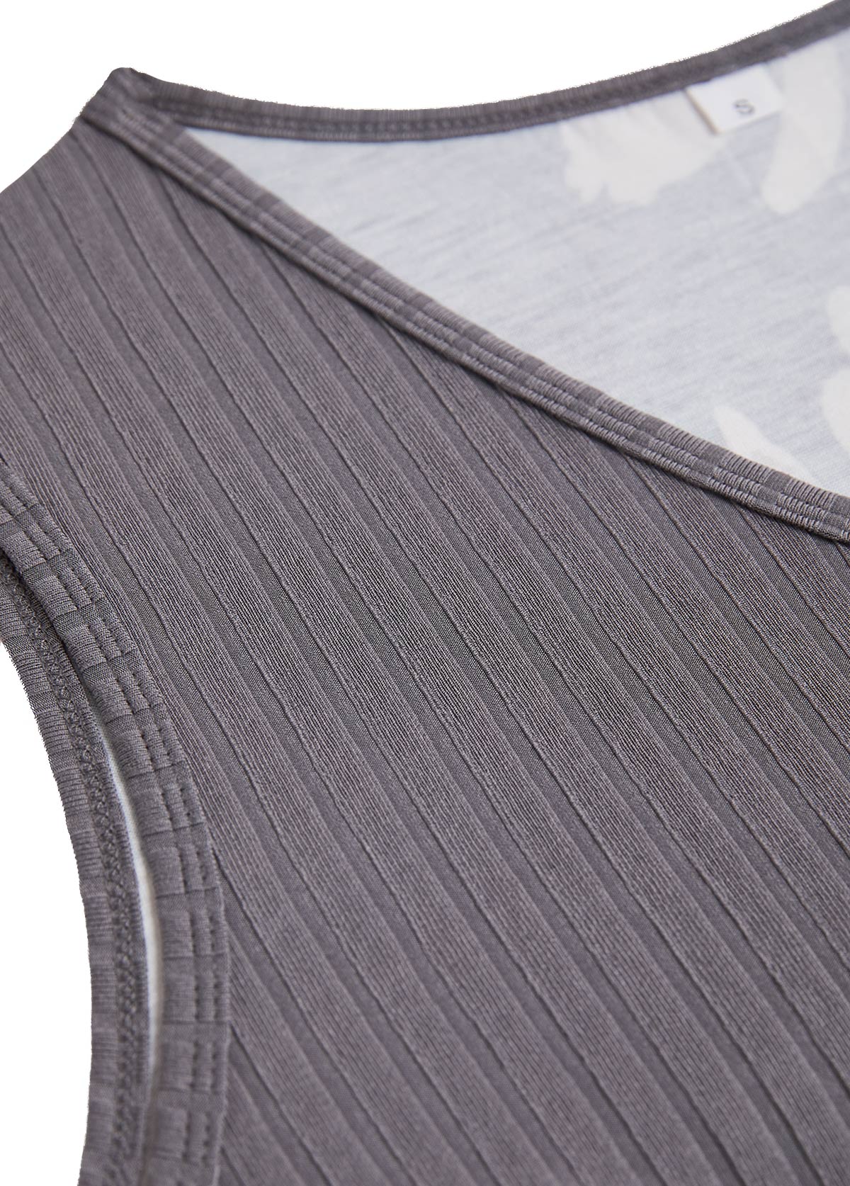 Dark Grey Patchwork Floral Print A Line Sleeveless Dress | picture 