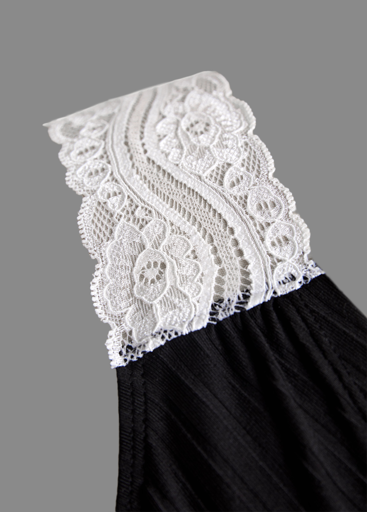 Lace Patchwork Black Bikini Set With Matching Cover Up | picture 