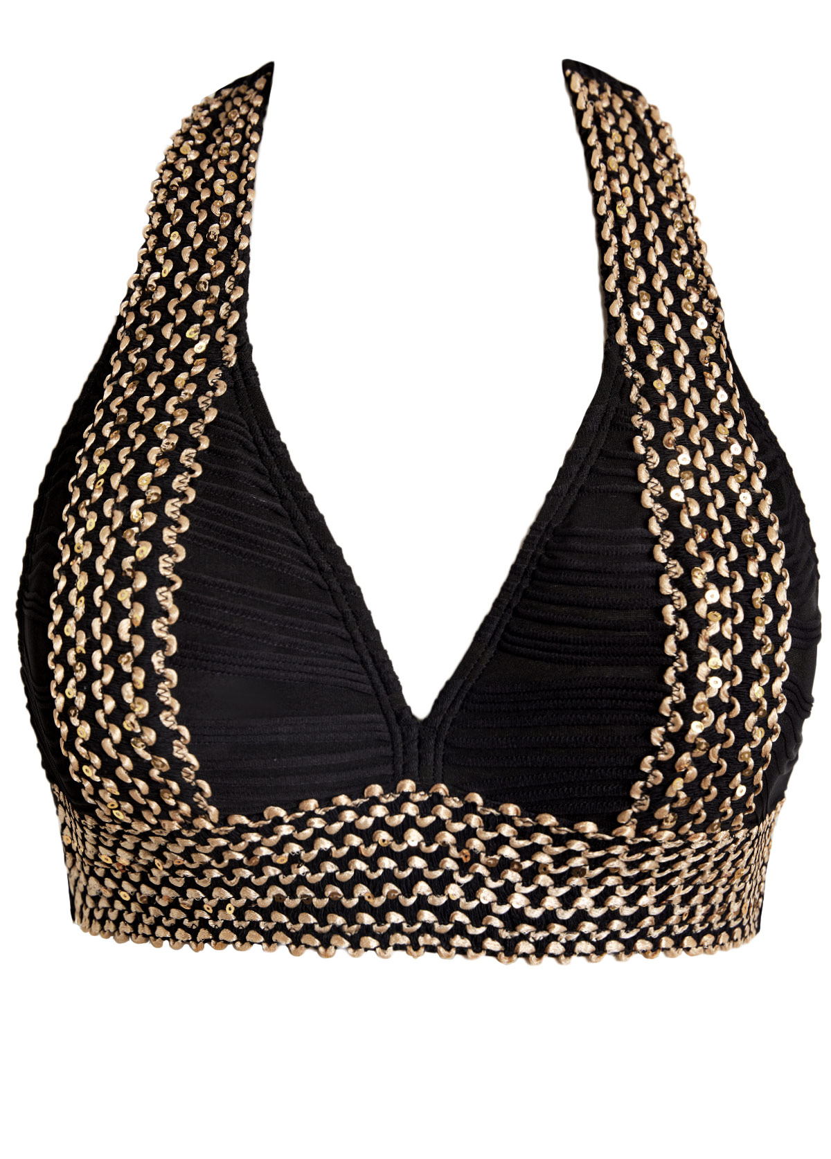 Jacquard Tie Black Patchwork Bikini Set | picture 