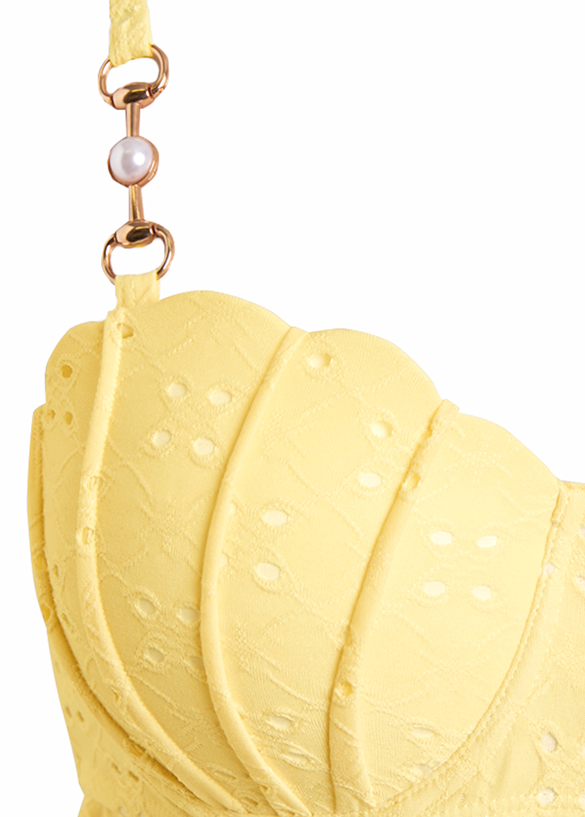 Jacquard Detail Yellow Bandeau Tankini Set | picture 