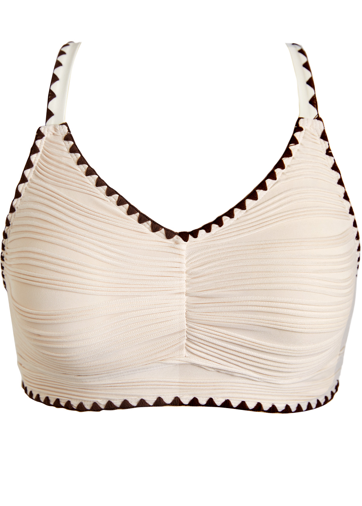 Ruched Light Camel V-Neck Bikini Set | picture 