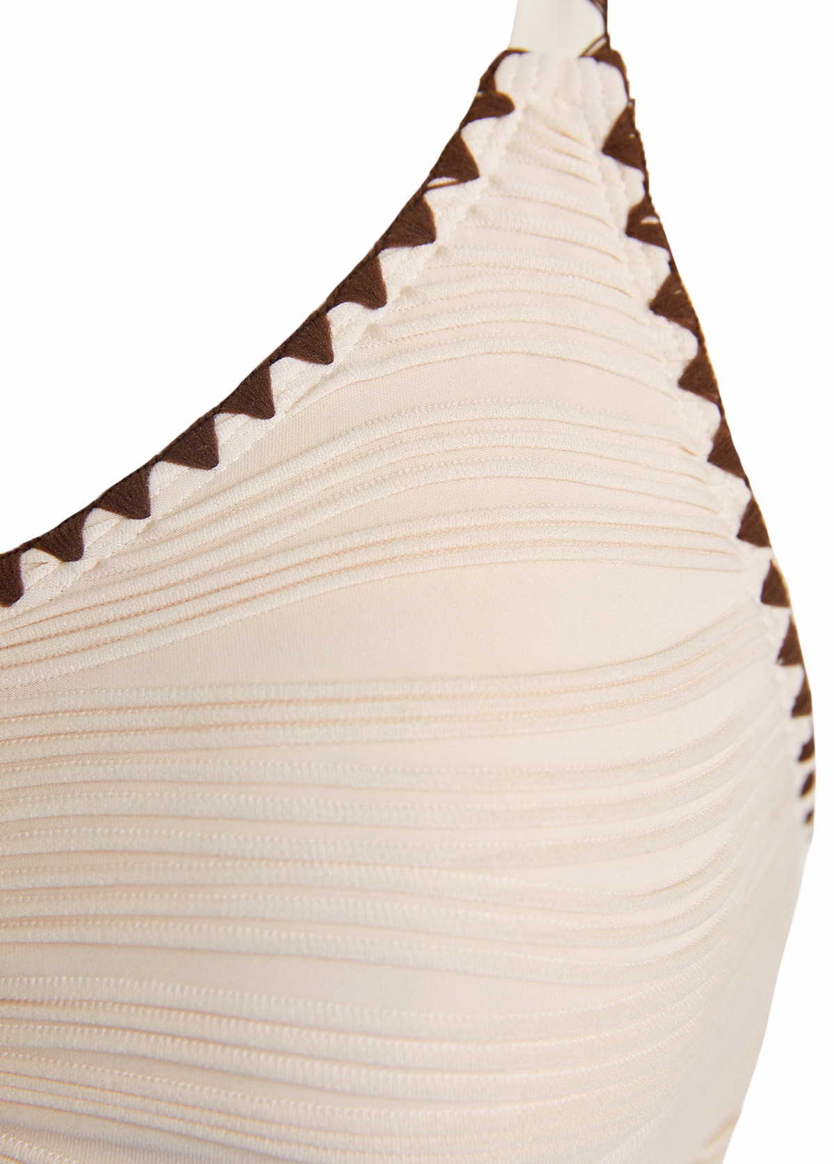 Ruched Light Camel V-Neck Bikini Set | picture 