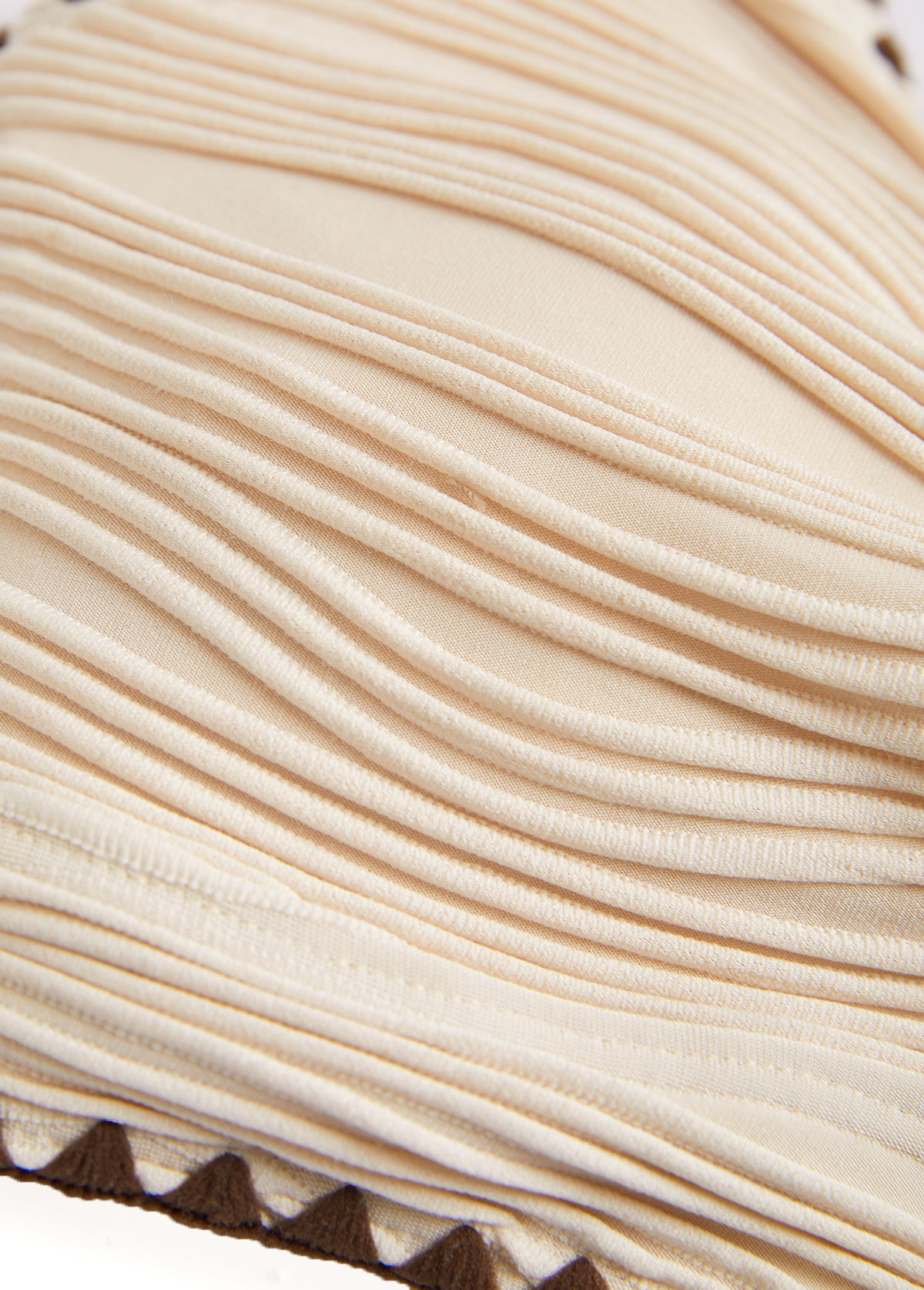 Ruched Light Camel V-Neck Bikini Set | picture 