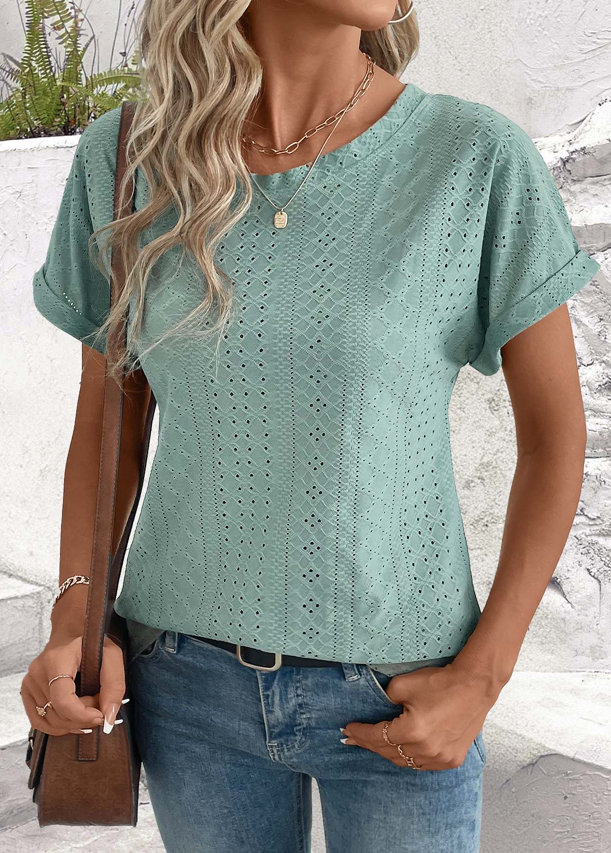 Sage Green Tummy Coverage Short Sleeve T Shirt | picture 
