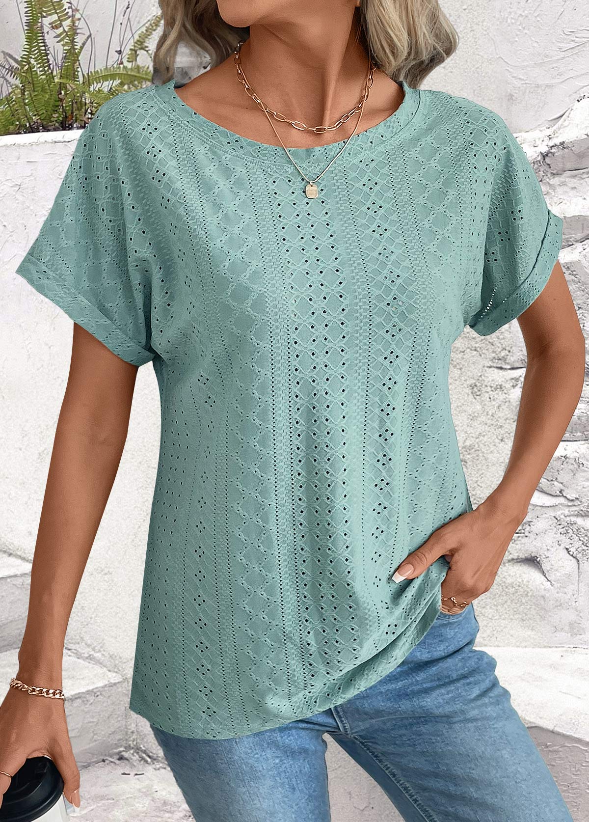 Sage Green Tummy Coverage Short Sleeve T Shirt | picture 