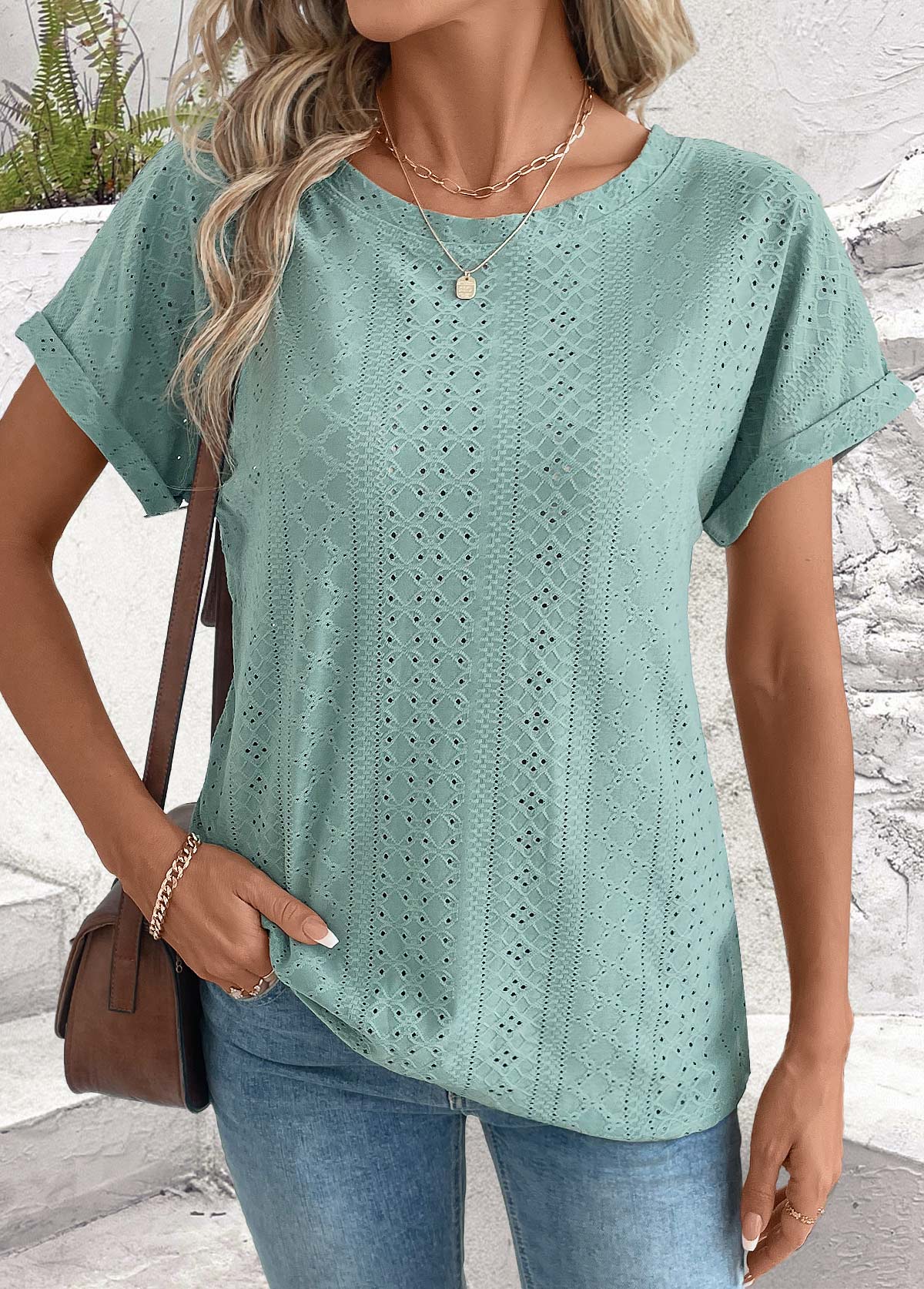 Sage Green Tummy Coverage Short Sleeve T Shirt | picture 