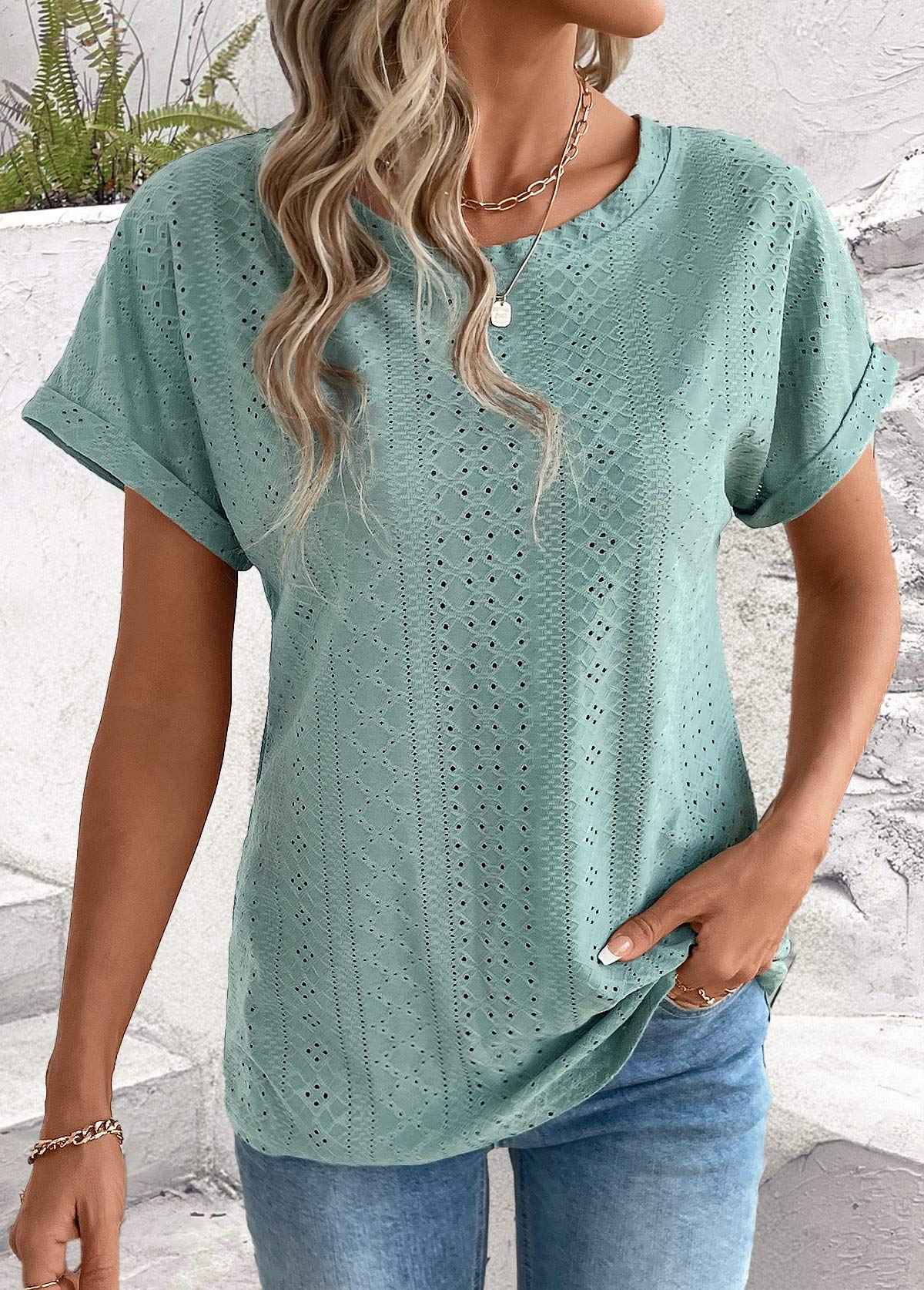 Sage Green Tummy Coverage Short Sleeve T Shirt | picture 