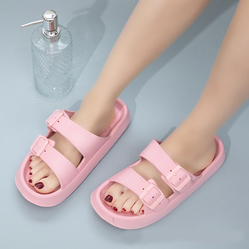 Pink Color Round Toe Falt Sliders | picture 