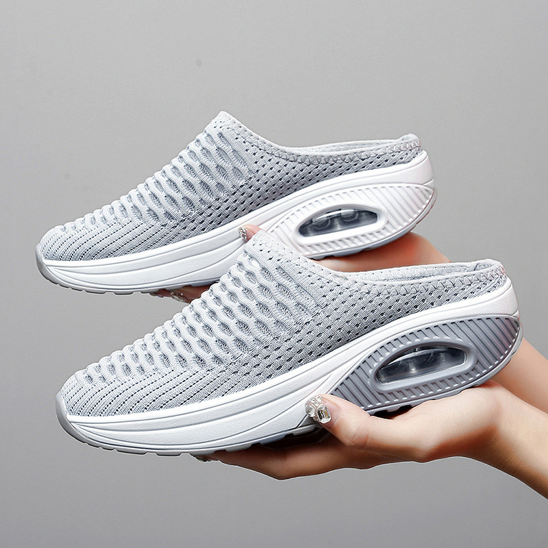 Grey Round Toe Low Heel Slippers | picture 