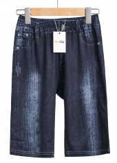 Denim Blue Skinny Elastic Waist High Waisted Shorts | thumb picture 