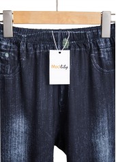 Denim Blue Skinny Elastic Waist High Waisted Shorts | thumb picture 