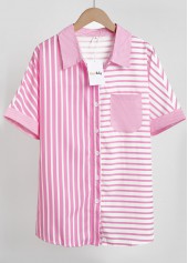 Pink Pocket Striped Short Sleeve Shirt | thumb picture 