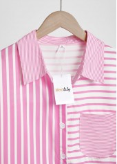 Pink Pocket Striped Short Sleeve Shirt | thumb picture 