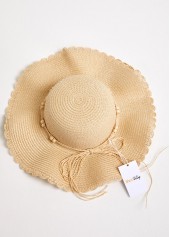 Beige Bowknot Beads Detail Visor Hat | thumb picture 
