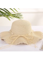 Beige Bowknot Beads Detail Visor Hat | thumb picture 