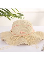 Beige Bowknot Beads Detail Visor Hat | thumb picture 