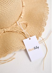 Beige Bowknot Beads Detail Visor Hat | thumb picture 