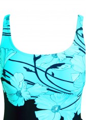Tie Floral Print Cyan One Piece Swimdress | thumb picture 