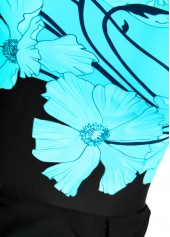 Tie Floral Print Cyan One Piece Swimdress | thumb picture 