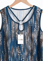 Peacock Blue Circular Ring Leopard Sleeveless Tank Top | thumb picture 