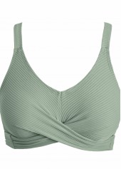 Criss Cross Tropical Plants Print Sage Green Bikini Set | thumb picture 