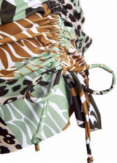 Criss Cross Tropical Plants Print Sage Green Bikini Set | thumb picture 