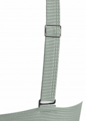 Criss Cross Tropical Plants Print Sage Green Bikini Set | thumb picture 