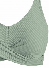 Criss Cross Tropical Plants Print Sage Green Bikini Set | thumb picture 