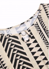 Light Camel Circular Ring Striped A Line Sleeveless Dress | thumb picture 