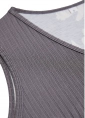 Dark Grey Patchwork Floral Print A Line Sleeveless Dress | thumb picture 