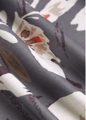 Dark Grey Patchwork Floral Print A Line Sleeveless Dress | thumb picture 